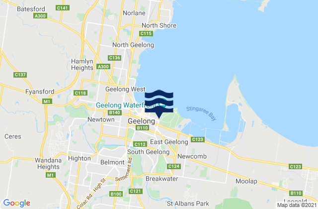 Karte der Gezeiten East Geelong, Australia