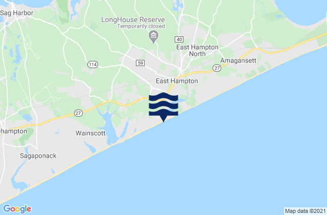 Karte der Gezeiten East Hampton Beach, United States