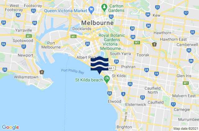 Karte der Gezeiten East Melbourne, Australia