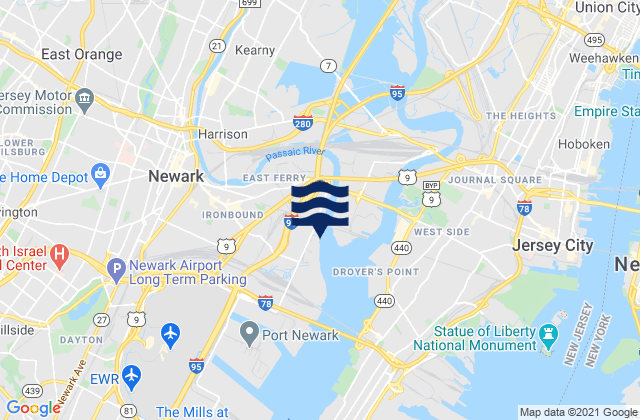Karte der Gezeiten East Newark, United States