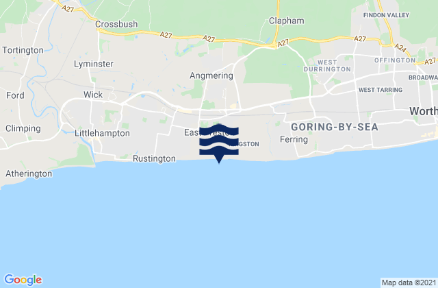 Karte der Gezeiten East Preston and Angmering Beach, United Kingdom