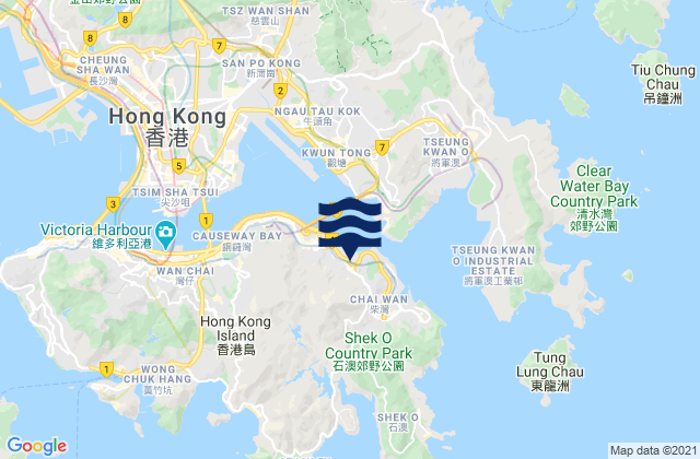 Karte der Gezeiten Eastern, Hong Kong