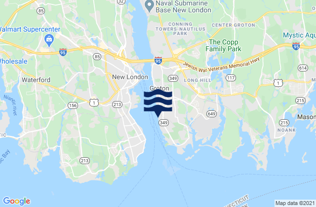 Karte der Gezeiten Eastern Point Beach Groton, United States