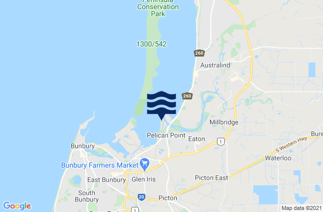 Karte der Gezeiten Eaton, Australia