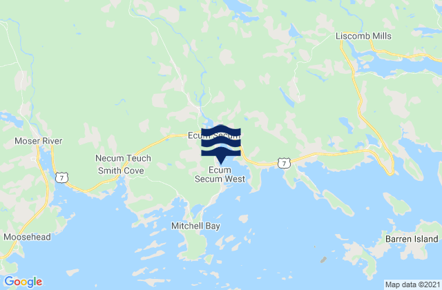 Karte der Gezeiten Ecum Secum Harbour, Canada