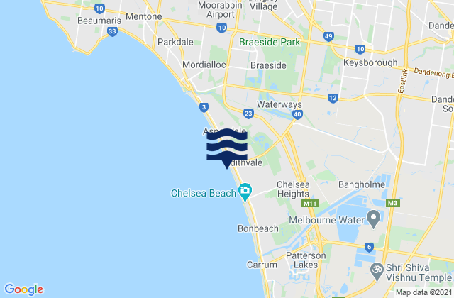 Karte der Gezeiten Edithvale, Australia