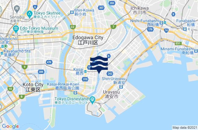Karte der Gezeiten Edogawa Ku, Japan