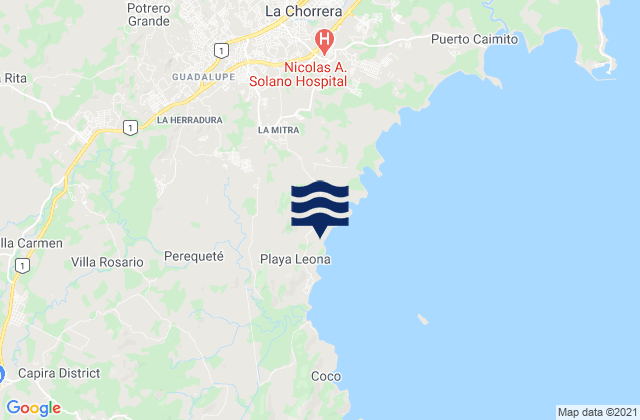 Karte der Gezeiten El Espino, Panama