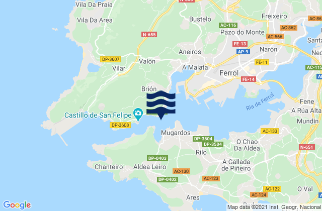Karte der Gezeiten El Ferrol del Caudillo, Spain