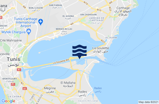 Karte der Gezeiten El Hrairia, Tunisia