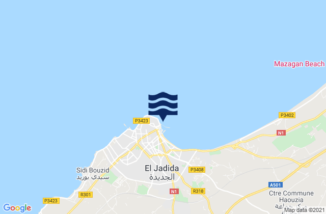 Karte der Gezeiten El Jadid, Morocco