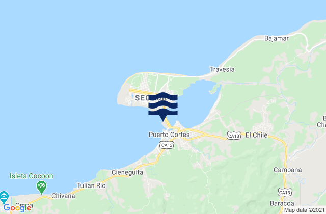 Karte der Gezeiten El Porvenir, Honduras
