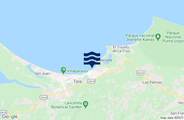 Karte der Gezeiten El Triunfo de la Cruz, Honduras