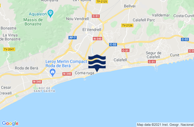 Karte der Gezeiten El Vendrell, Spain
