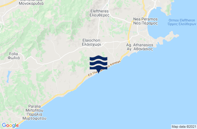 Karte der Gezeiten Elaiochóri, Greece