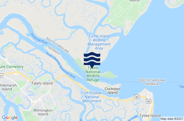Karte der Gezeiten Elba Island NE of Savannah River, United States
