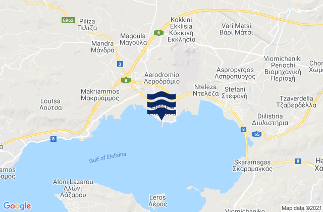 Karte der Gezeiten Elefsína, Greece