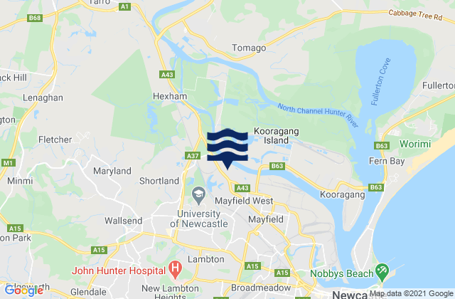 Karte der Gezeiten Elermore Vale, Australia