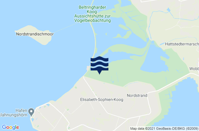Karte der Gezeiten Elisabeth-Sophien-Koog, Denmark