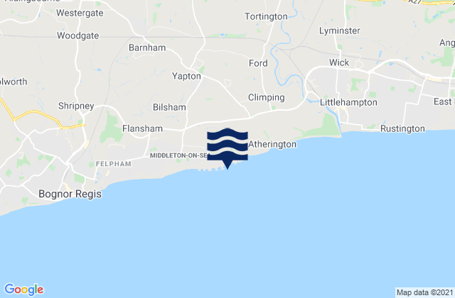Karte der Gezeiten Elmer Sands Beach, United Kingdom