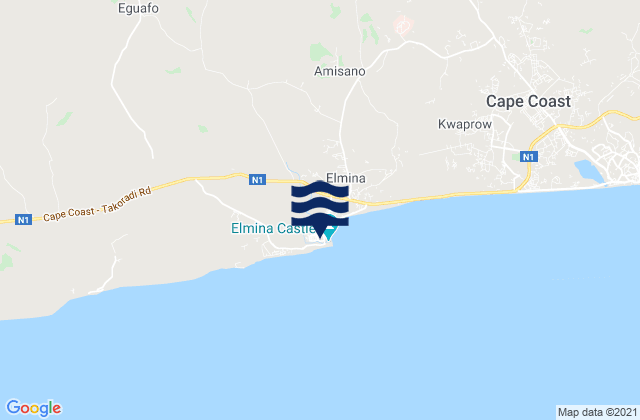Karte der Gezeiten Elmina, Ghana