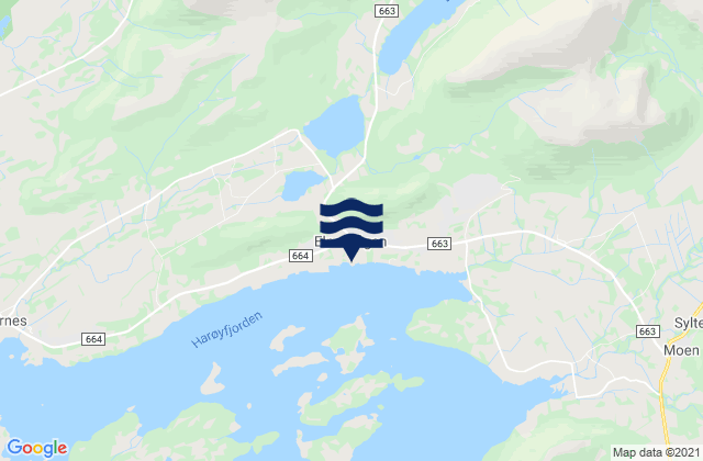 Karte der Gezeiten Elnesvågen, Norway