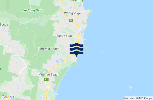 Karte der Gezeiten Emerald Beach, Australia