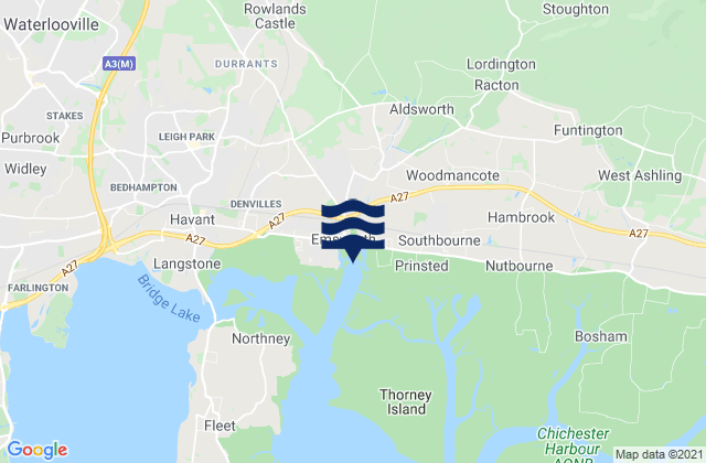 Karte der Gezeiten Emsworth, United Kingdom