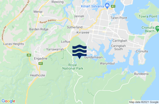 Karte der Gezeiten Engadine, Australia