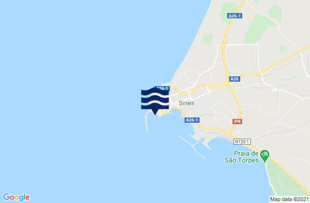 Karte der Gezeiten Enseada de Sines, Portugal