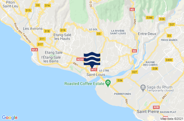 Karte der Gezeiten Entre-Deux, Reunion