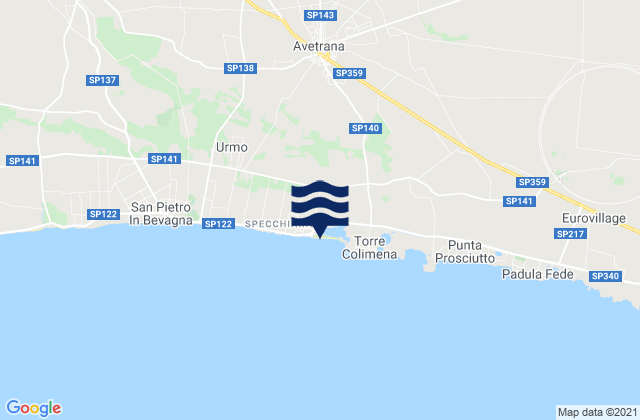 Karte der Gezeiten Erchie, Italy