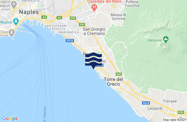 Karte der Gezeiten Ercolano, Italy