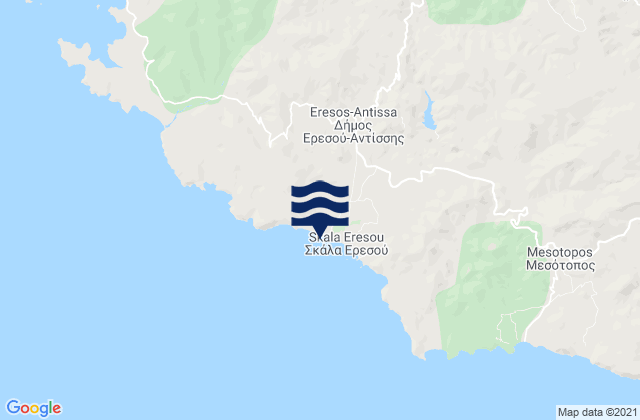 Karte der Gezeiten Eresós, Greece