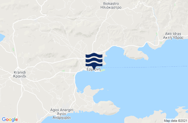 Karte der Gezeiten Ermióni, Greece