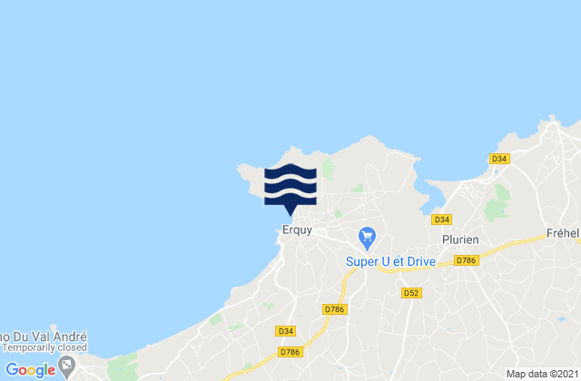 Karte der Gezeiten Erquy, France