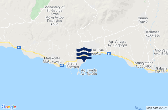 Karte der Gezeiten Erétria, Greece