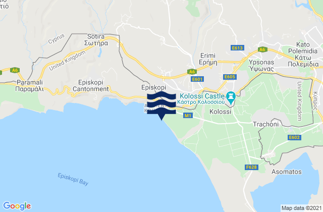 Karte der Gezeiten Erími, Cyprus