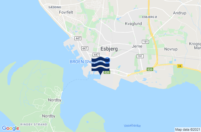 Karte der Gezeiten Esbjerg, Denmark