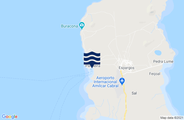 Karte der Gezeiten Espargos, Cabo Verde
