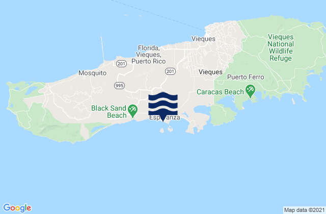 Karte der Gezeiten Esperanza Vieques Island, Puerto Rico