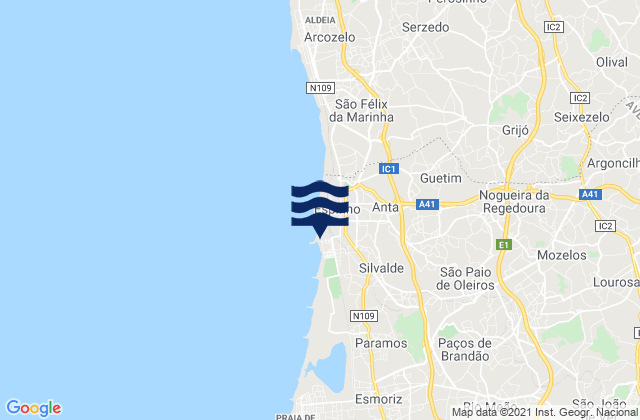 Karte der Gezeiten Espinho, Portugal