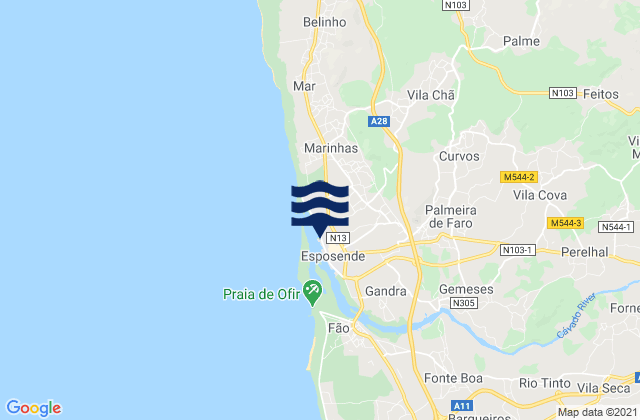 Karte der Gezeiten Esposende, Portugal