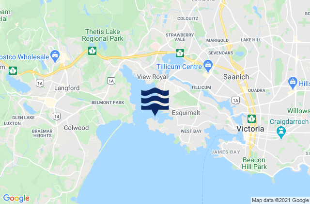 Karte der Gezeiten Esquimalt, Canada