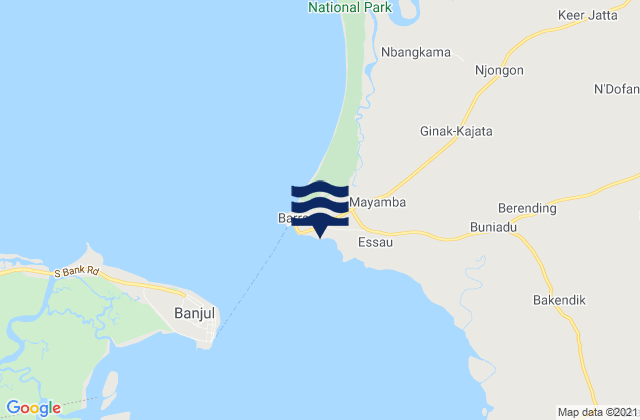 Karte der Gezeiten Essau, Gambia