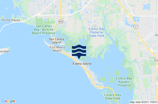Karte der Gezeiten Estero Island Estero Bay, United States