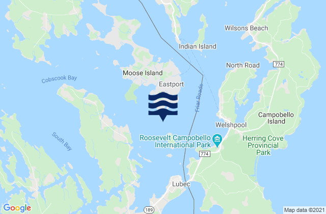 Karte der Gezeiten Estes Head Eastport, Canada
