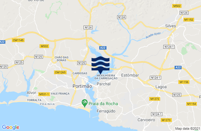 Karte der Gezeiten Estômbar, Portugal