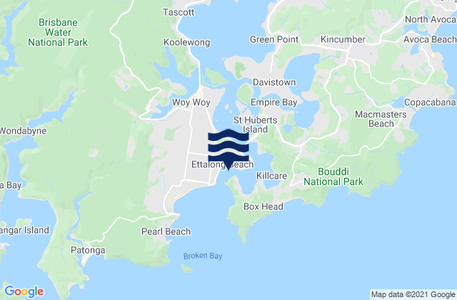 Karte der Gezeiten Ettalong, Australia