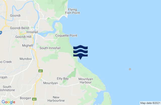 Karte der Gezeiten Etty Bay, Australia